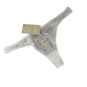 NEW/NWT Elle Macpherson White Floral Lace Thong Bikini Panties Size Large